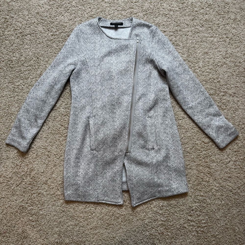 Banana Republic Pea Coat Fleece Jacket Light Grey White Size Small